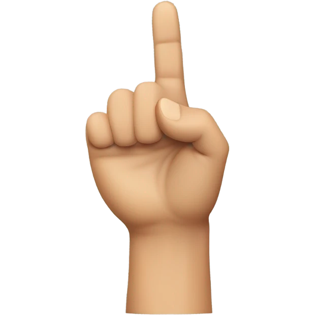 Right hand on chest, left hand raised and pointing to the sky emoji