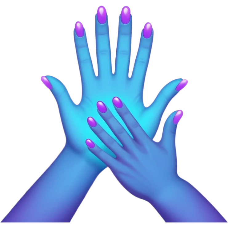 Futuristic glowing applause, purple and blue glow, dark background, no face emoji