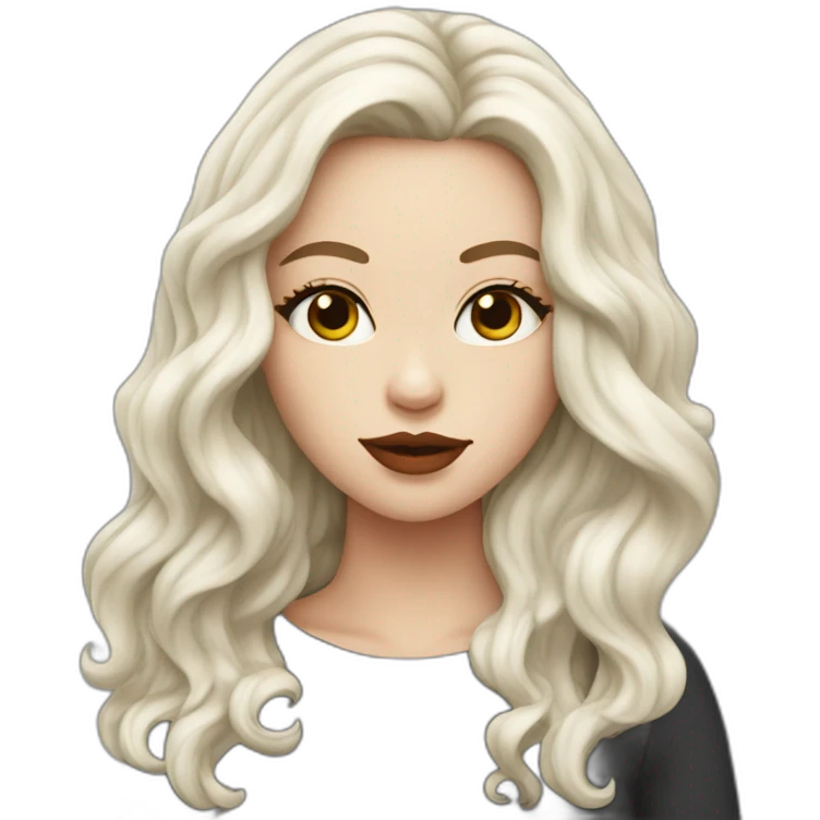 white girl with wavy long black hair and juicy lips emoji