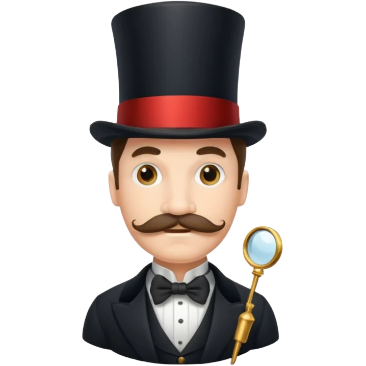 Fancy man with top hat and mustache with fancy look on his face and monocle emoji