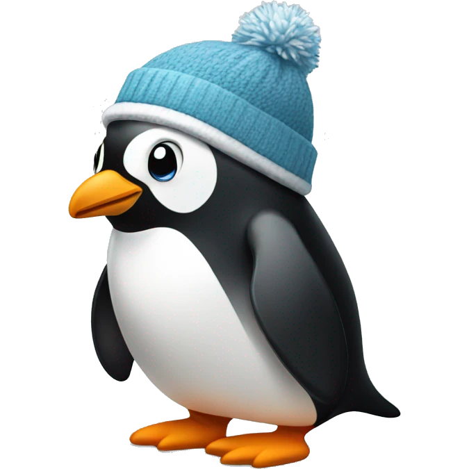 Penguin wearing a winter hat emoji