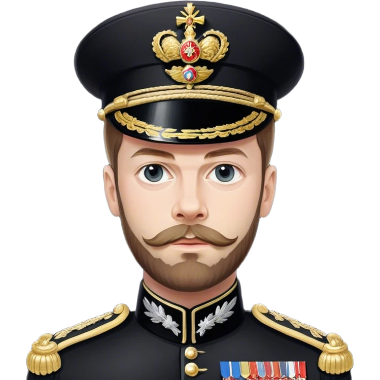 Czar Nicholas II in his black uniform without hat emoji