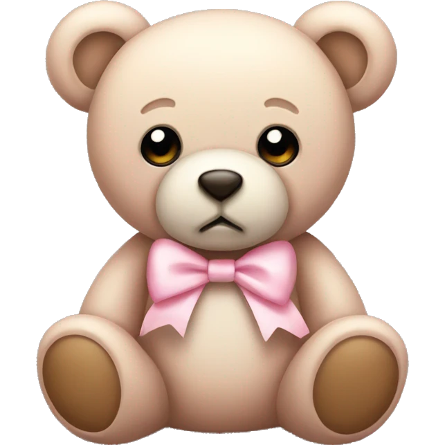 teddy bear with light pink bow sad emoji