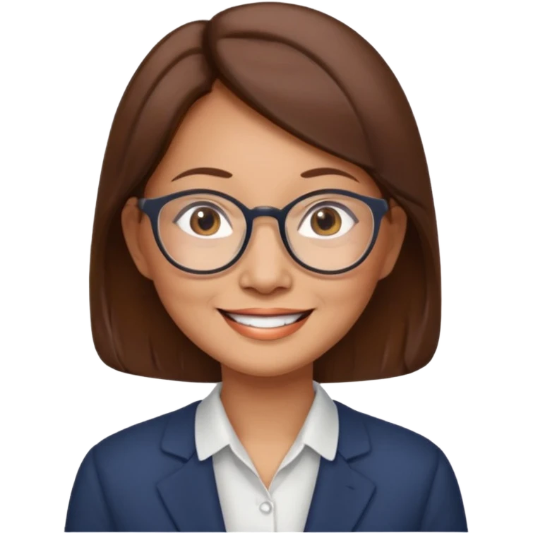 asian female accountant with eyeglasses, round face, brown hair, no tie, 63 years old emoji