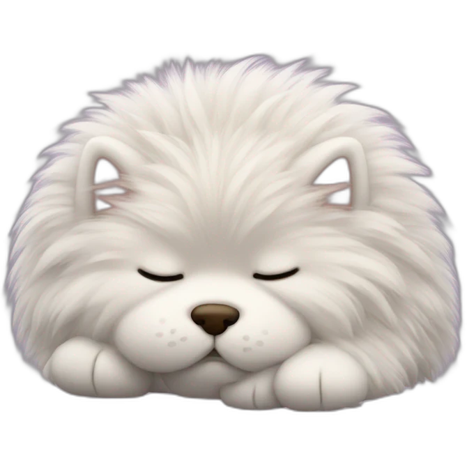 Sleeping face of a fluffy stuffed emoji