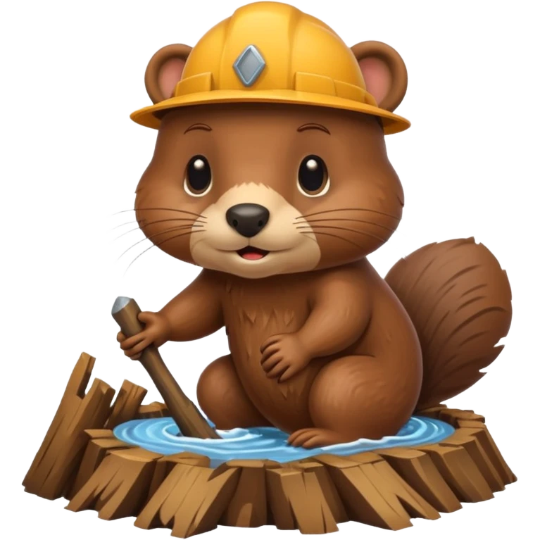Cute beaver building a dam emoji