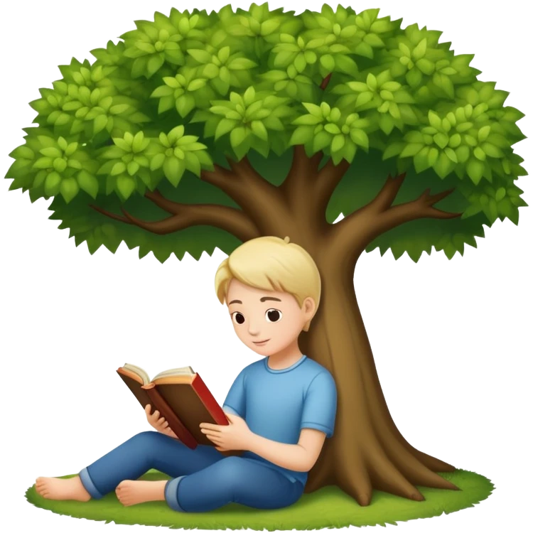 person reading a book under a tree emoji