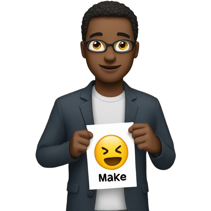 Someone Holding up a sign that says make me emoji