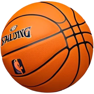 Ultra minimalist orange basketball with tiny NBA and Spalding logos, just simple black lines, no details, iOS emoji style emoji