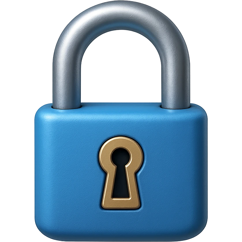 emoji stile iphone di un lucchetto azzurro, iperrealistico 4k emoji
