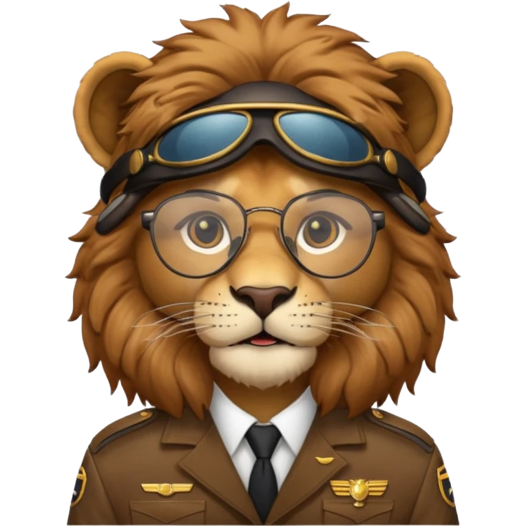 pilot lion with glasses emoji