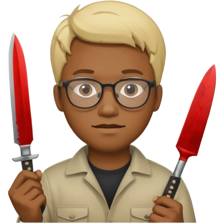blonde black man with glasses and knives emoji
