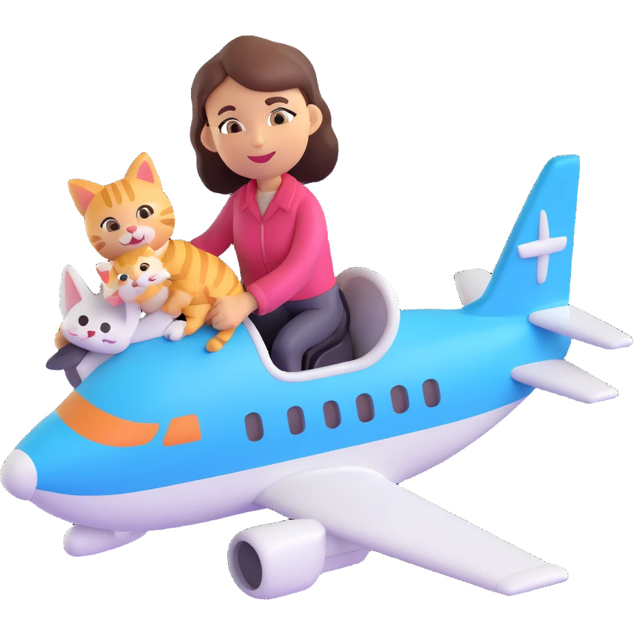 woman flying with airplane holding a cat emoji emoji