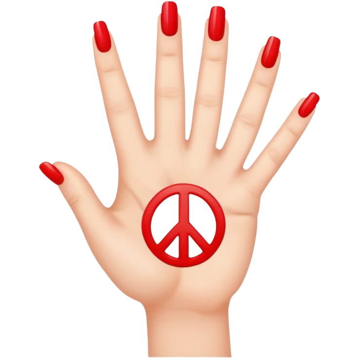 hand with bright red manicure, making a peace sign emoji