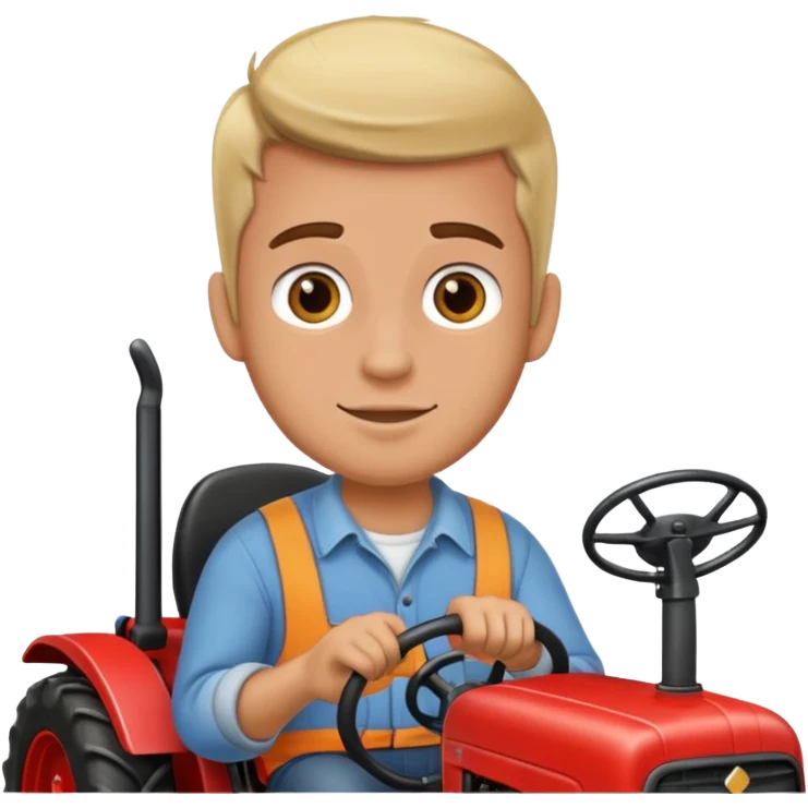 Robby driving a tractor emoji