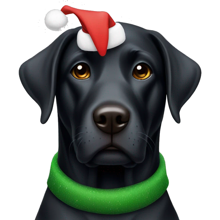 Black lab wearing a Christmas hat emoji