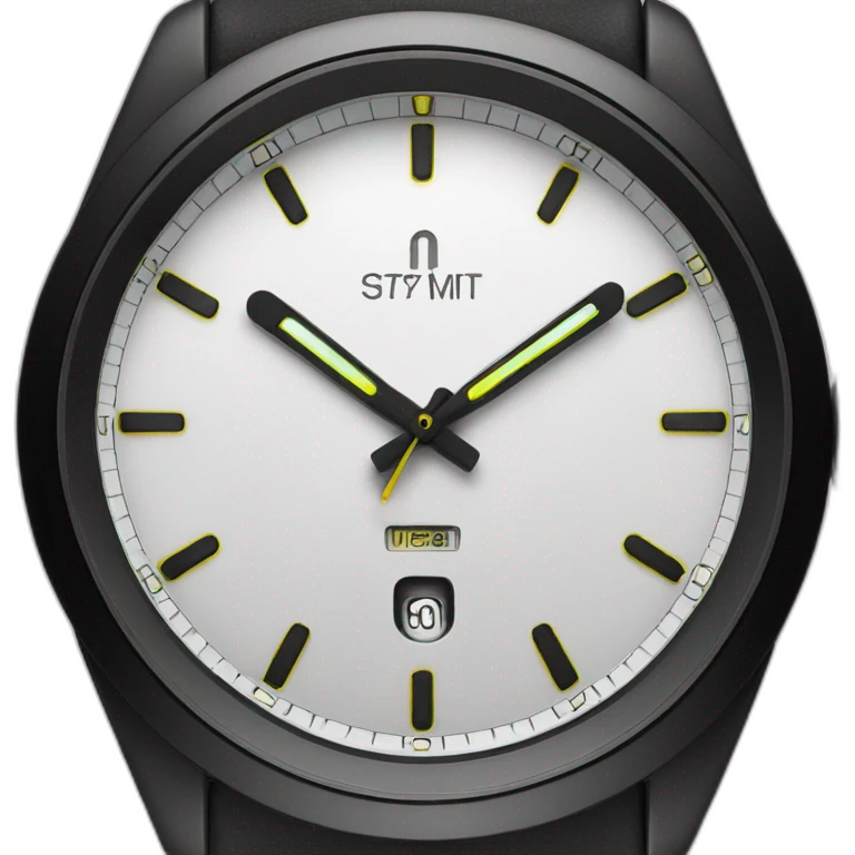 Black watch dial with glowing indexes, no number, no bezel emoji