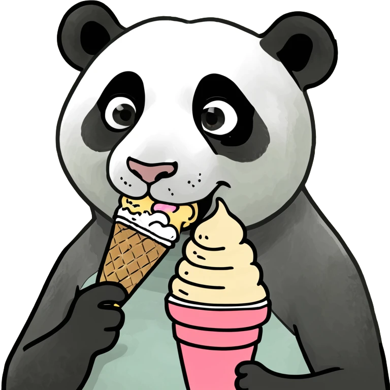 Panda eating ice cream emoji