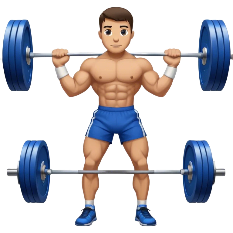brunette buff man with blue shorts deadlift emoji