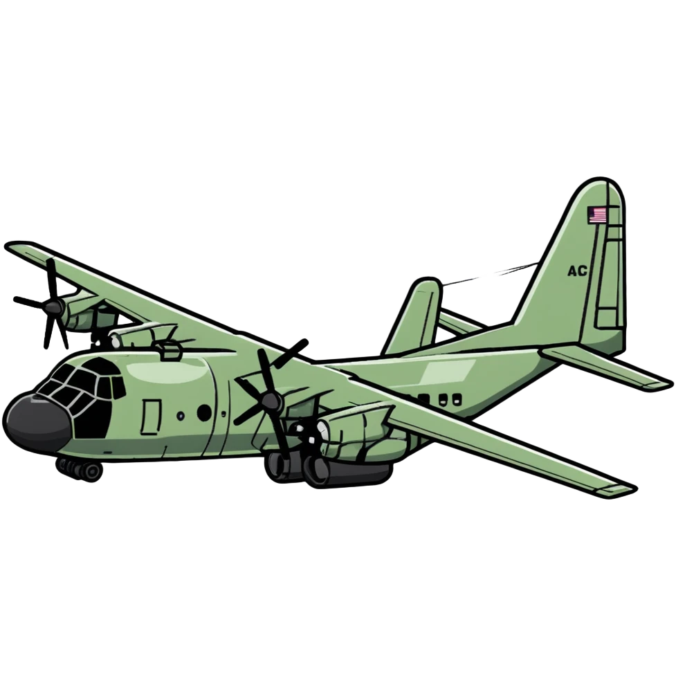 AC-130 gunship military aircraft with visible cannons and weapons emoji