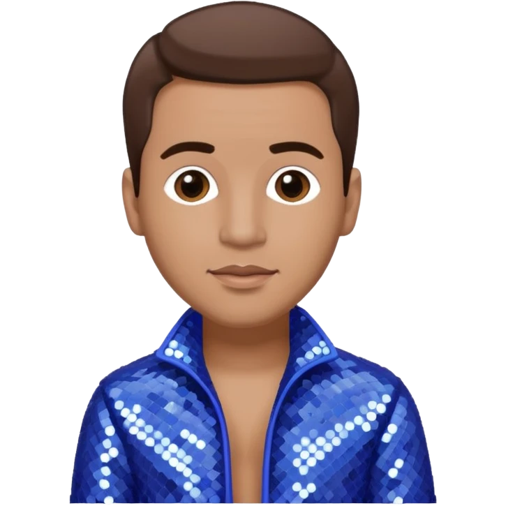 Mark Calderon, R&B Singer (b. 1970) from Color Me Badd with brown hair, periwinkle sequin outfit emoji