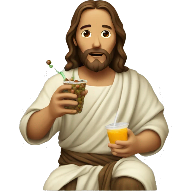 Jesus eating boba emoji
