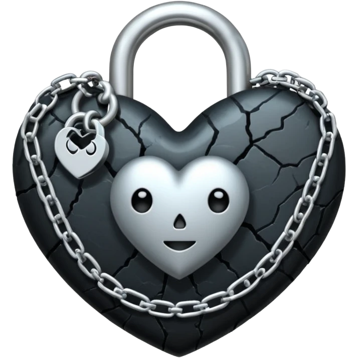 emo heart with full moon and silver lock emoji