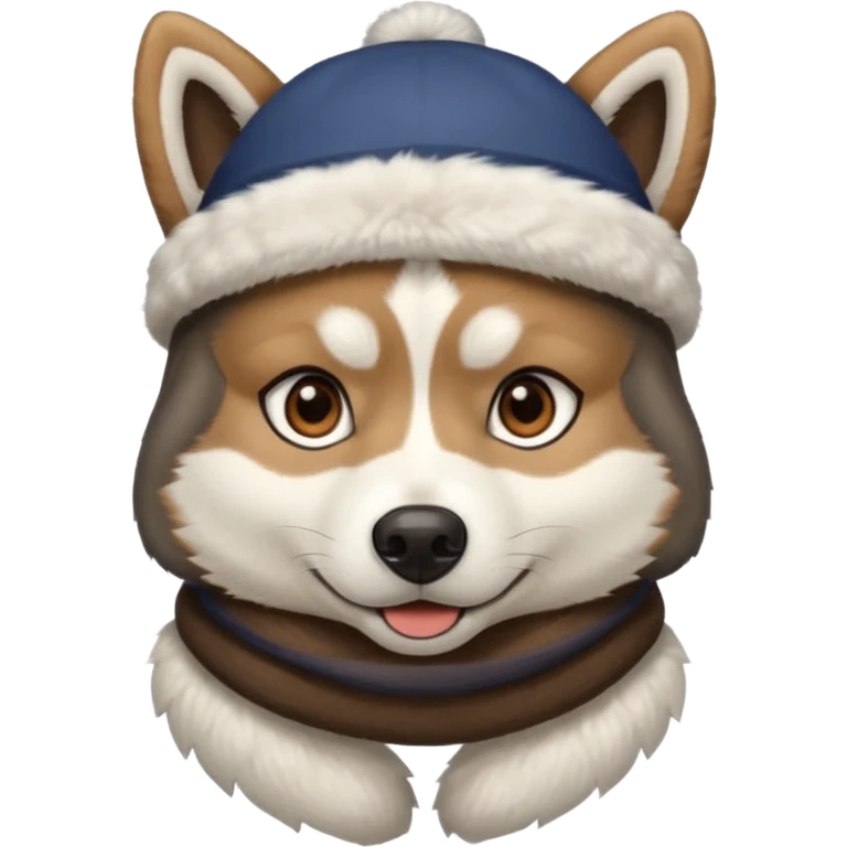 Husky with winter hat emoji