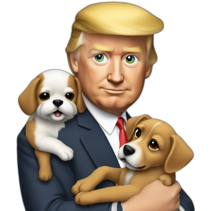 trump hold a dog emoji