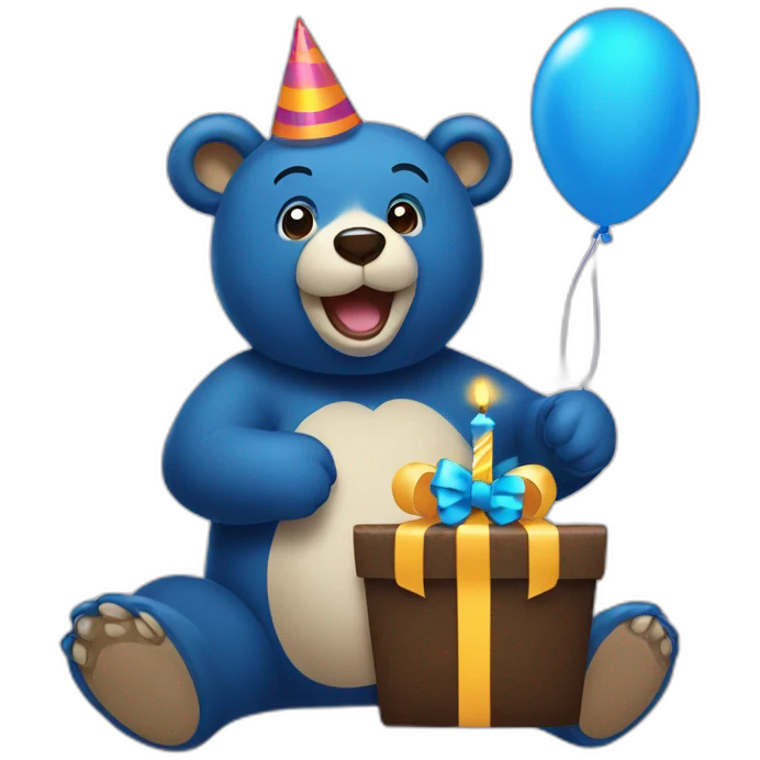 Bear happy birthday with blue hut emoji