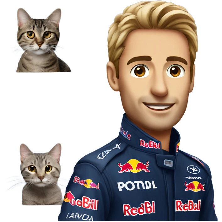 RedBull F1 car driver with a cat face  emoji