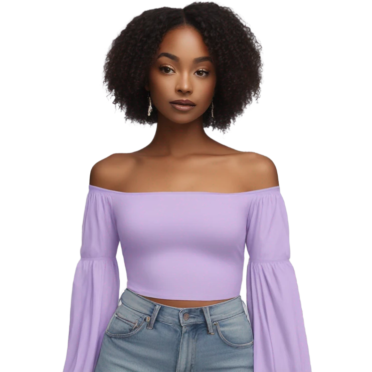 Lilac off shoulder Long sleeve top, isolated emoji