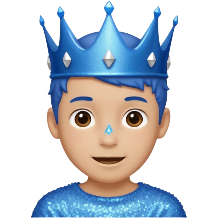 blue Boy happy glitter blue crown emoji
