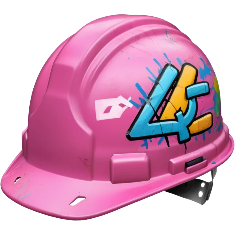 pink hard hat with graffity emoji