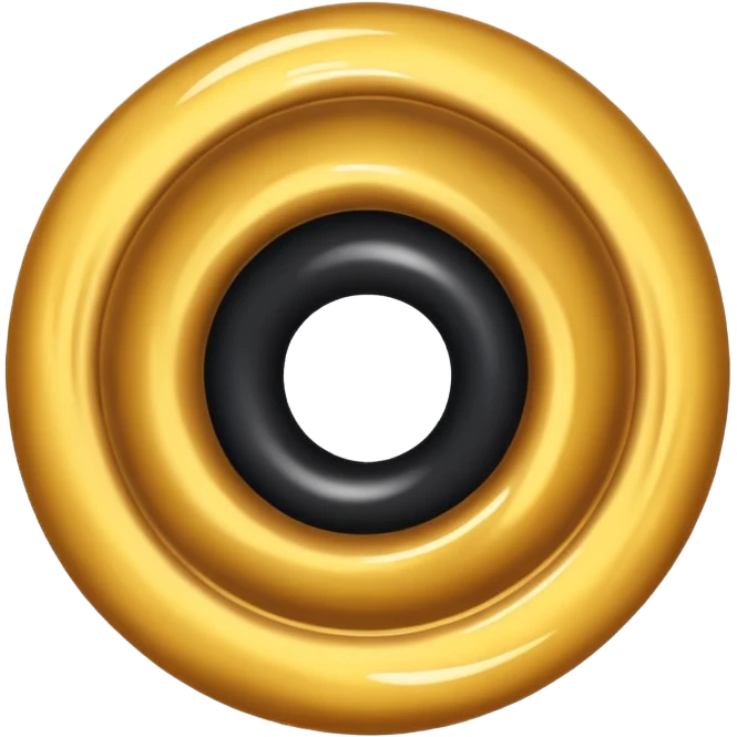 a golden circle and inside a black hole emoji