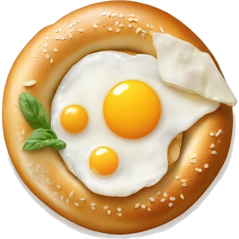 Bagel with egg and cottage ceese emoji