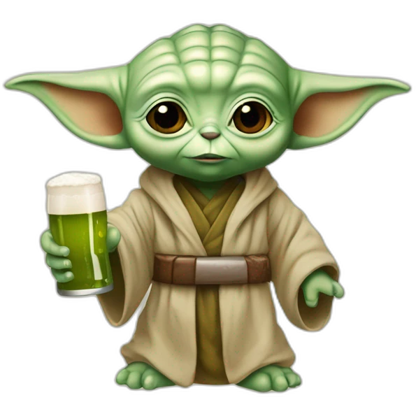 Bébé Yoda boit une bière emoji