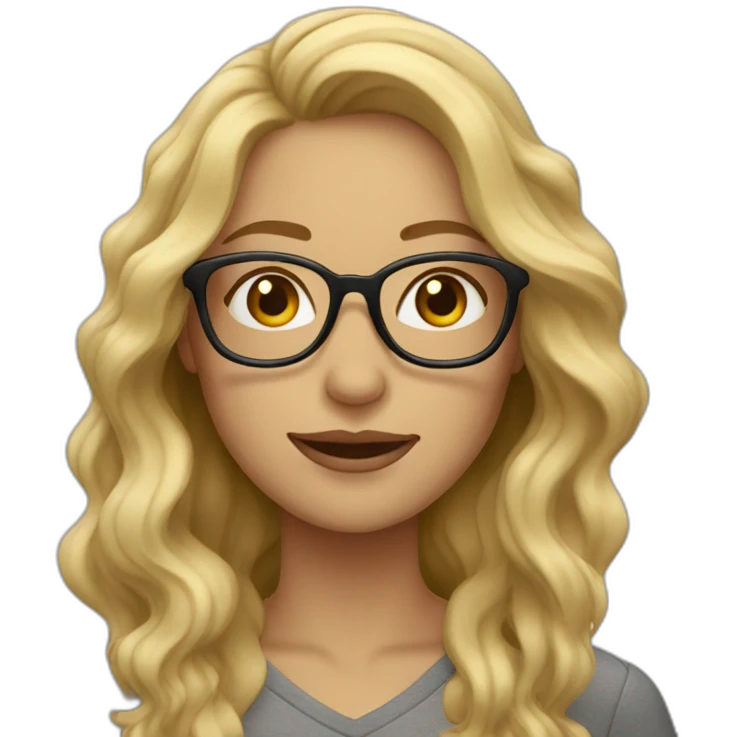 woman with wavy long blonde hair wearing glasses emoji