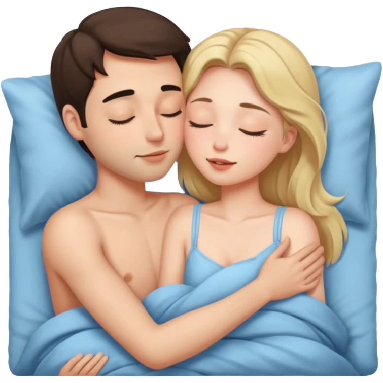 A guy and a girl kissing in bed emoji