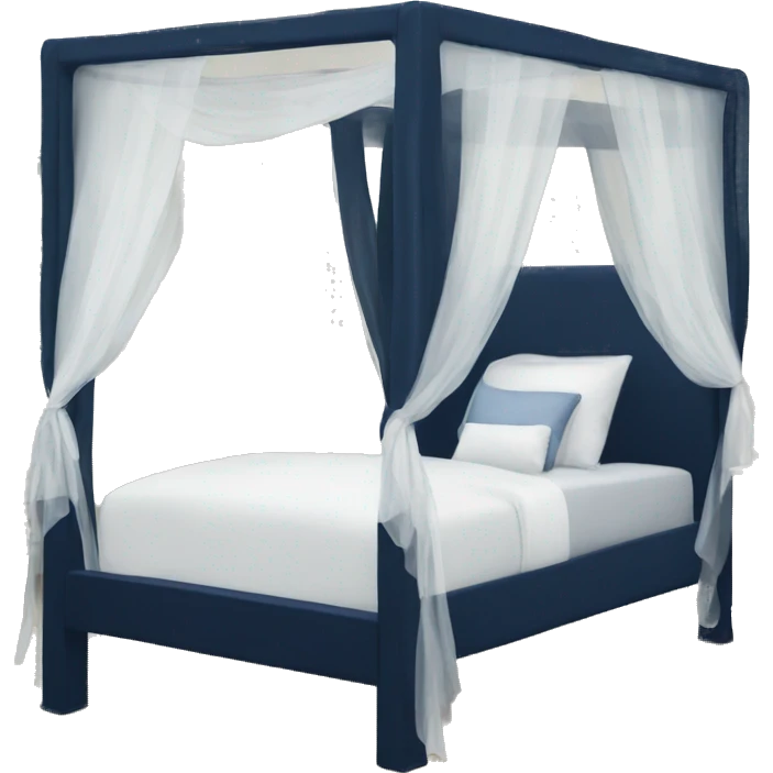 Navy blue canopy bed with white bows emoji
