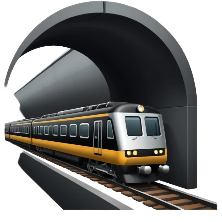 Train goes trough a tunnel, side view. emoji