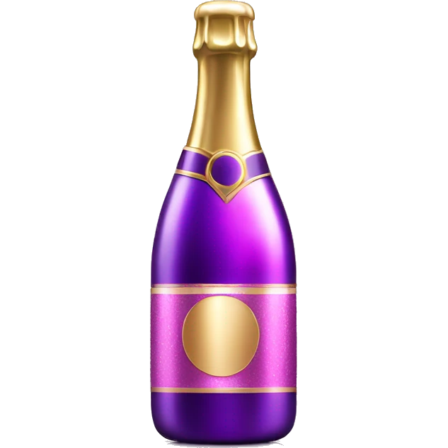 Realistic Purple and pink metallic champagne bottle emoji