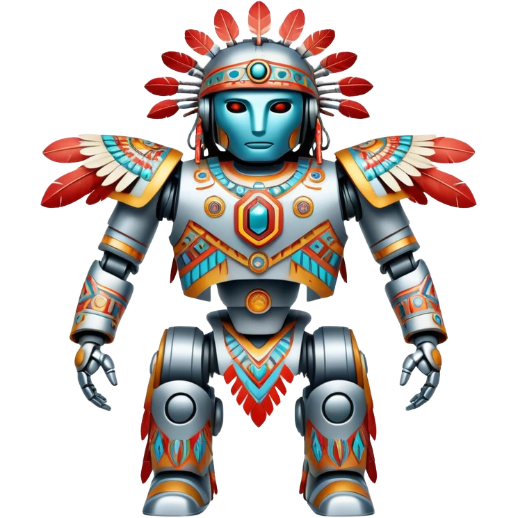 Full Robotic figure wearing native American regalia emoji