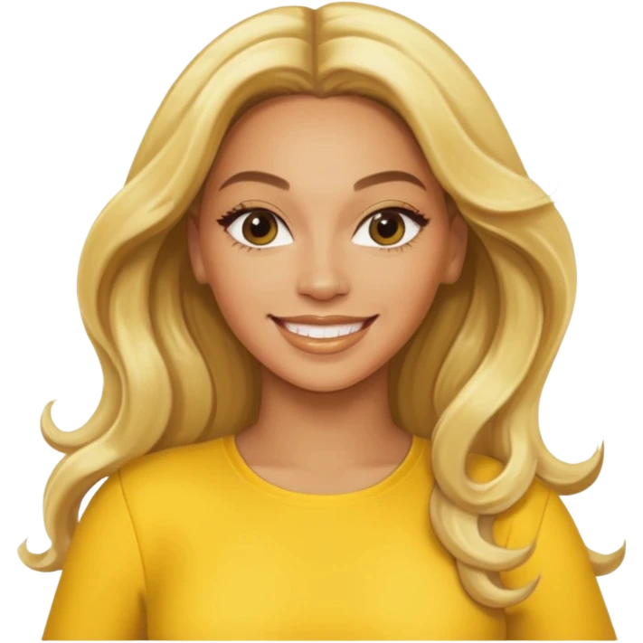 Beyonce, blonde long hair, yellow outfit emoji