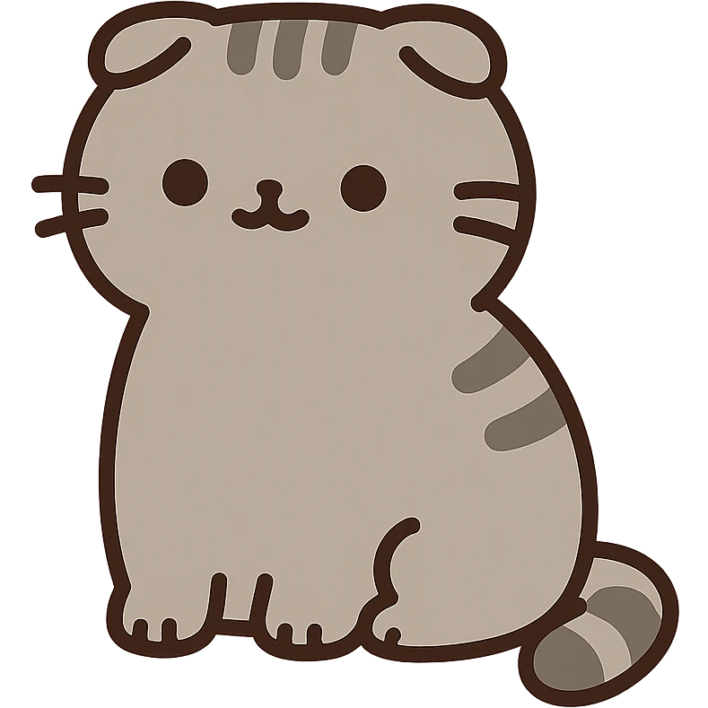 scottish fold kitten sitting, pusheen style emoji