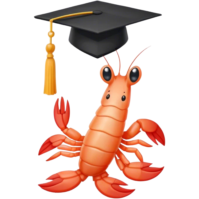 shrimp with phd hat emoji