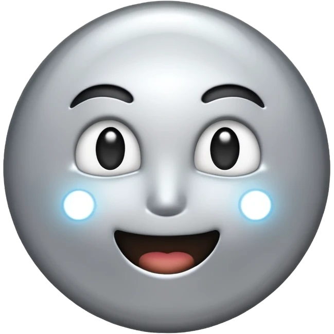 Silver chrome sparkle emoji, iOS emoji style, minimal shape, glossy metallic shine, clean background, smooth lighting emoji