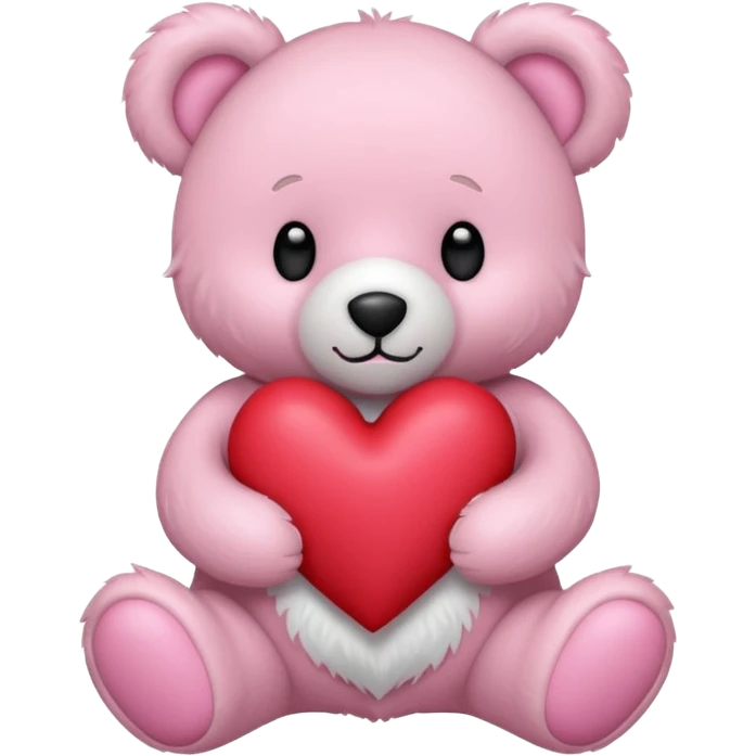 pink pastel teddy bear hold red heart emoji