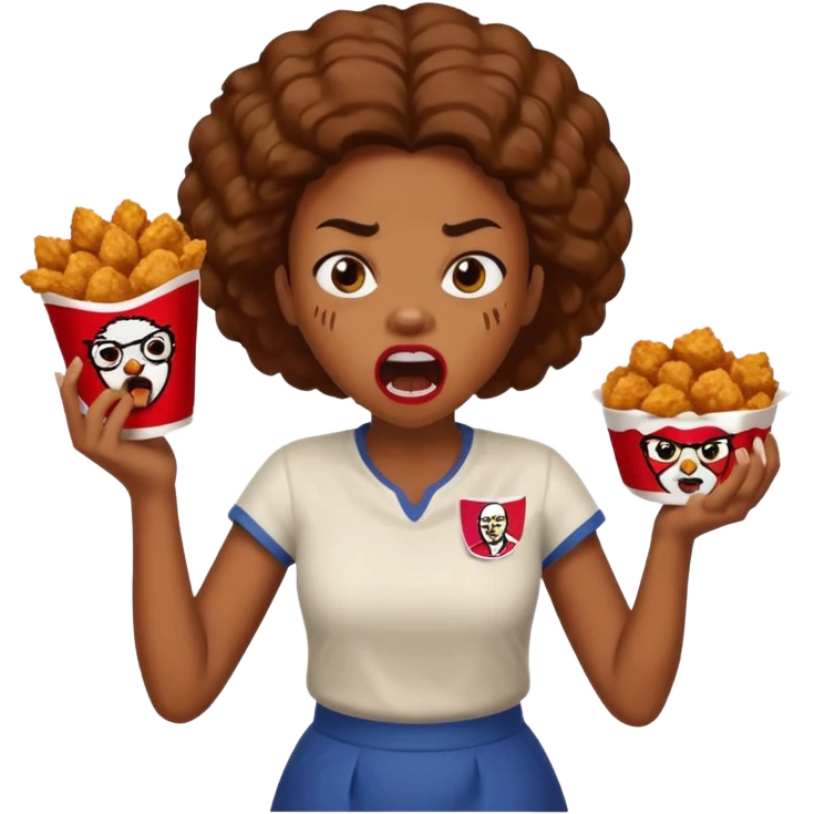 tsion angry black girl ragebait fat running 100 kfc chicken dirty mouth angry bad word emoji