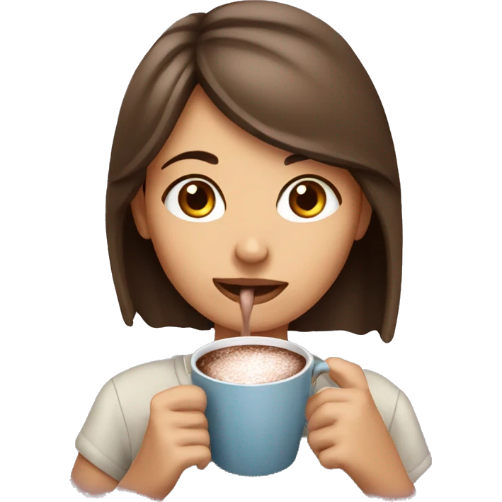 girl drinking out of a cup hot chocolate emoji
